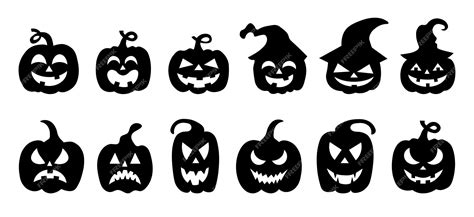 Premium Vector Halloween Pumpkin Silhouette Set Vector Illustration