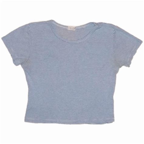 Brandy Melville Women S Blue And White T Shirt Depop