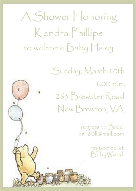 Winnie The Pooh Baby Shower Invitations Templates Free Flavorpic