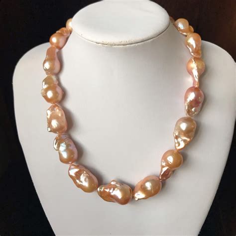 Baroque Pearl Necklace 16 18 9mm Large Fireball Pearl Etsy