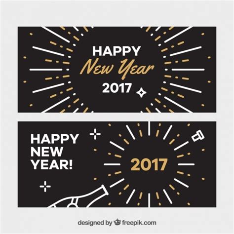 Banners de feliz año nuevo en estilo minimalista Vector Gratis