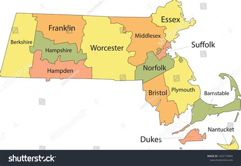 Colorful County Map With Counties Names Of The Royalty Free Stock