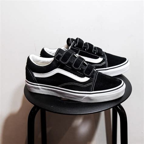 Jual Vans Old Skool Velcro Classic Black And White 100 Original Bnib