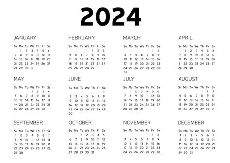 Горизонтальный календарь 2024 A4 Векторная иллюстрация | Премиум векторы