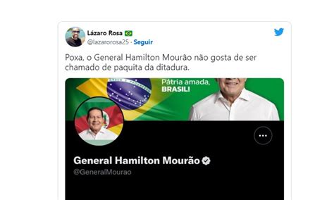 VIRALIZOU NAS REDES Mourão bloqueia perfil que o apelidou de Paquita