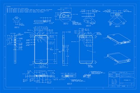 Blueprint Of Apple Iphone 5 Industrial Design