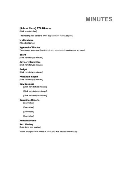 PTA meeting minutes - Templates | Pta meeting, Pta, Meeting