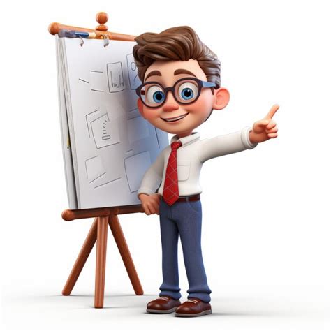 Premium Photo Highly Detailed Cartoon Man With Glasses Holding