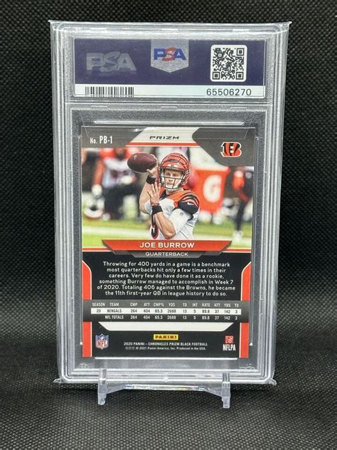 Joe Burrow Panini Prizm Black Silver Rookie Psa Gem Mint Rc