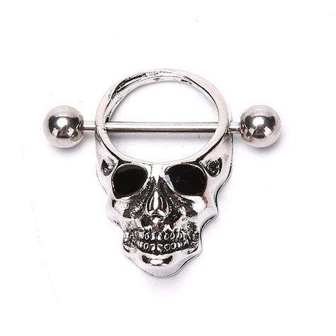 Skull Bars Nipple Ring Piercing Bar Stainless Steel Barbell Body Breast