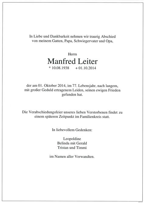 Parte für Manfred Leitner pax requiem