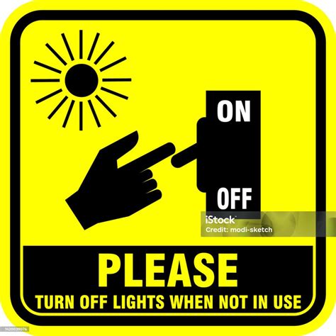 Please Turn Off Lights When Not In Use Sticker Vector Stock Illustration Download Image Now