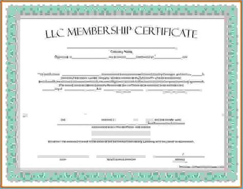 Simple Llc Membership Certificate Template Certificate Templates Templates Professional