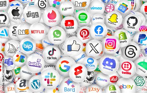 Social Media Social Media Logos 3d Rendering Stock Photo Adobe Stock