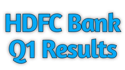 Hdfc Bank Q1 Results Youtube