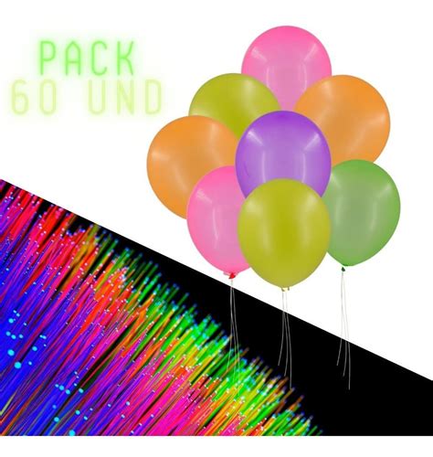 Set 60 Globos Neón Luminosos Brillan En Oscuridad Látex Cuotas sin