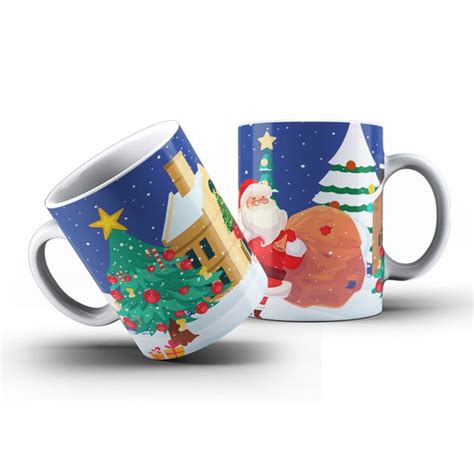 Caneca De Porcelana Personalizada Feliz Natal 325ml Elo7