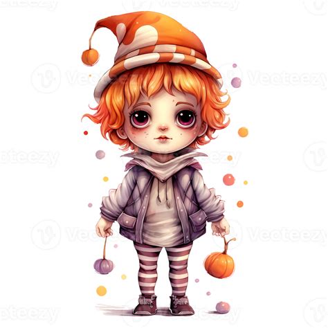 Cute Halloween Watercolor Clipart Ai Generative Png