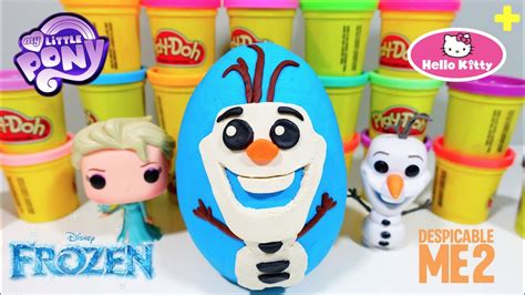 Giant Frozen Olaf Surprise Egg Play Doh With Disney Toys Youtube