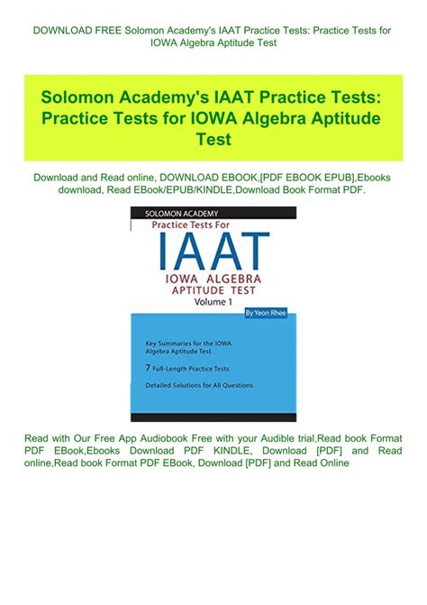 DOWNLOAD FREE Solomon Academy's IAAT Practice Tests Practice Tests for