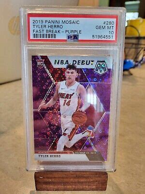 Panini Mosaic Tyler Herro Purple Fast Break Prizm Psa