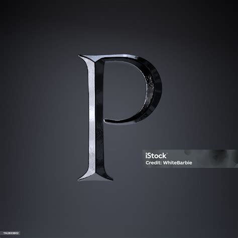 Chiseled Iron Letter P Uppercase 3d Render Game Or Movie Title Font