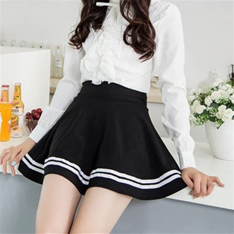 Summer Women Fashion Korean Version Style Pleated Skirt Solid Color