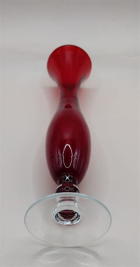 Vintage Bud Vase Red Glass Bathroom Decor Colored Vase T Etsy