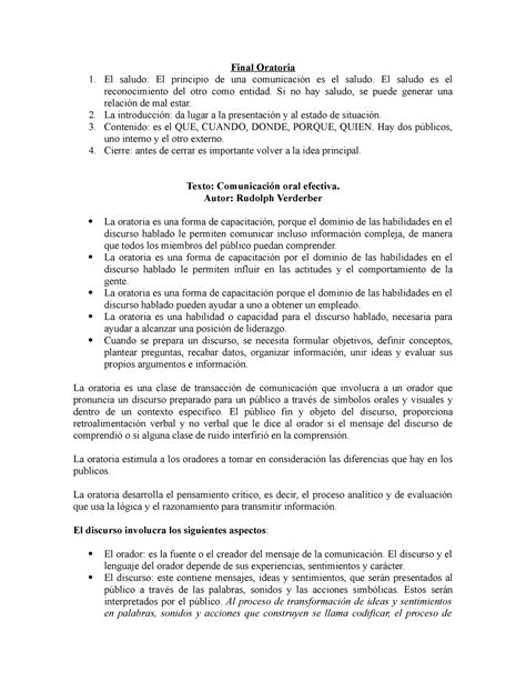 Final De Oratoria Final Oratoria El Saludo El Principio De Una