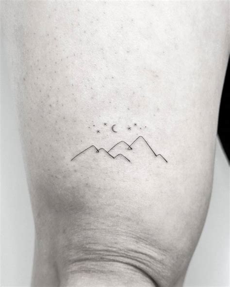 Minimalistic Mountain Tattoo Located On The Thigh