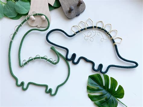 Set Of 2 Knitted Wire Dinosaurs Nursery Kids Bedroom Etsy