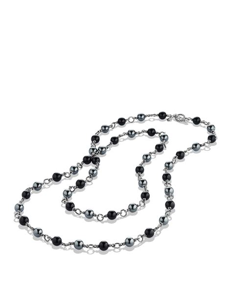 Lyst David Yurman Bead Necklace With Black Onyx And Hematine In Black