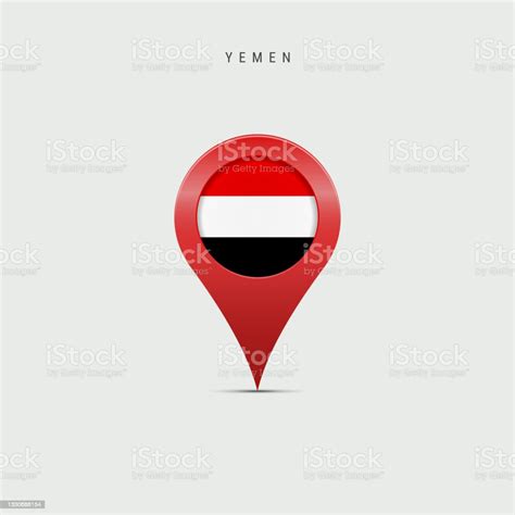 Teardrop Map Marker With Flag Of Yemen 3d Vector Illustration Stock