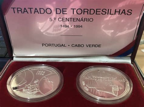 Tratado De Tordesilas Portugal Cabo Verde Estojo Duplo Numism Tica