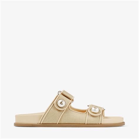 Fayence Sandal Sandalen Aus Naturfarbenem Bast Und Leder Jimmy Choo