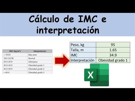 Calculo De Ndice De Masa Corporal Imc E Interpretaci N En Excel