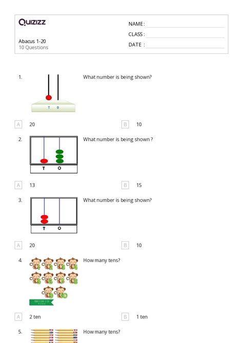 50 Subtraction And Ten Frames Worksheets For Kindergarten On Quizizz