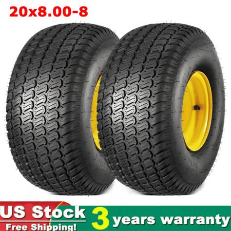 Set Of 2 20x8 00 8 Tractor Turf Lawn Mower Tires With Rim Wheel 4 Ply Tubeless Ebay