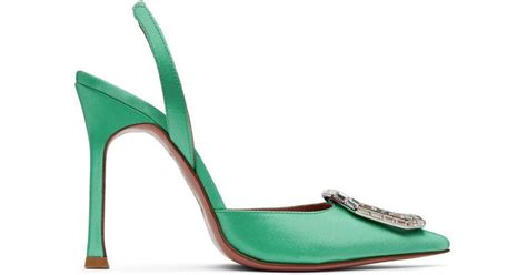 Amina Muaddi Green Camelia Sling Heels Lyst