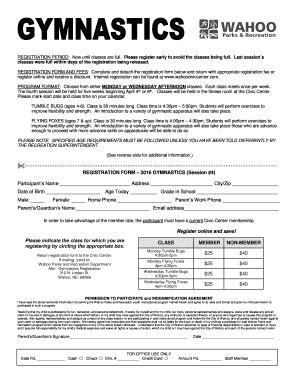 Fillable Online Gymnastics Registration Form V3 Fax Email Print PdfFiller