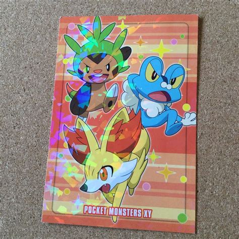 【set 2】rockruff Chespin Froakie Pokemon Battle Bromide Card Promo Xy Holo Ebay