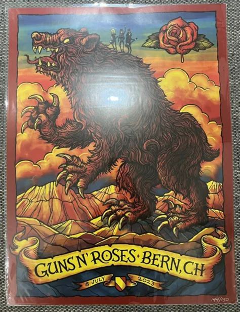 Guns N Roses Lithograph Bern Switzerland 2023 Lithographie Poster 144 150 Eur 200 00 Picclick Fr