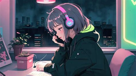 Premium Ai Image Anime Lofi Girl Relaxing Study Session With Chill Vibes