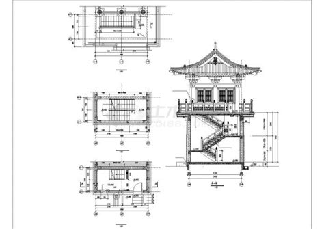 某地某仿古山门建筑施工图（共6张）仿古建筑土木在线