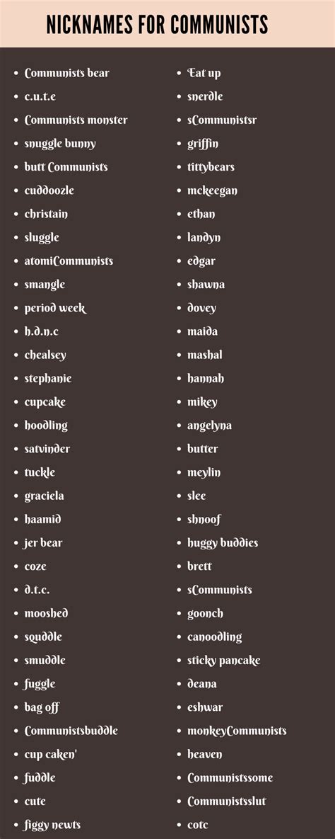 Communists Nicknames 200 Best And Amazing Names