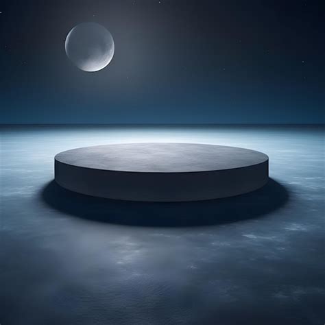 Premium Ai Image A Circular Platform With A Moon In The Background