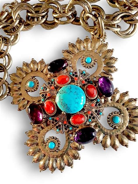 Maltese Cross R J GRAZIANO Necklace Gripoix Glass Mogul Runway