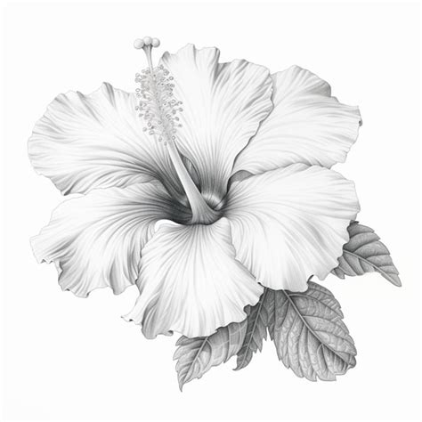 Un Dessin D Une Fleur D Hibiscus Avec Les Feuilles Et Le Mot Hibiscus