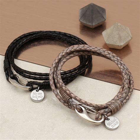 Personalised Leather Triple Wrap Bracelet By Hurleyburley Man