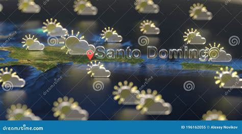 Partly Cloudy Weather Icons Near Santo Domingo City On The Map Weather